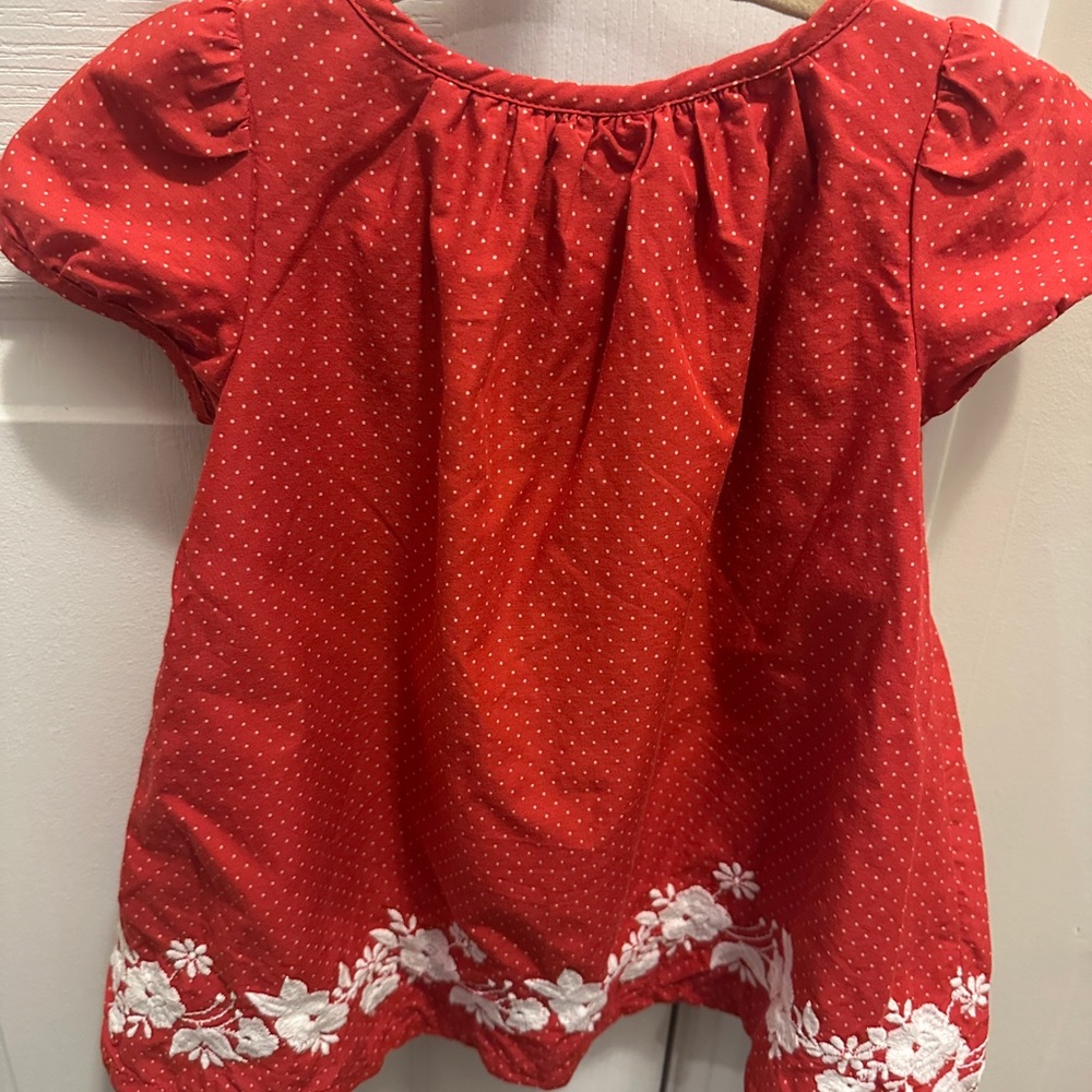 GAP • Red Polka Dot dress with Floral Embroidery - Picture 4 of 6